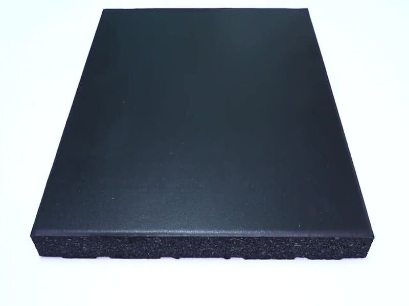 contractor inspecting gym flooring with keywords